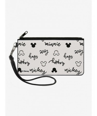 Disney Mickey and Minnie Mouse Script Doodles Canvas Zip Clutch Wallet $7.01 Wallets