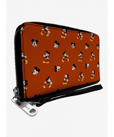 Disney Mickey Mouse Poses and Expressions Scattered Red Zip Around Wallet $19.69 Wallets