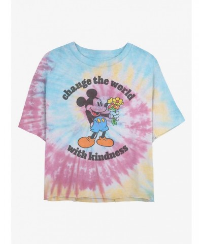 Disney Mickey Mouse Kindness Tie Dye Crop Girls T-Shirt $6.89 T-Shirts