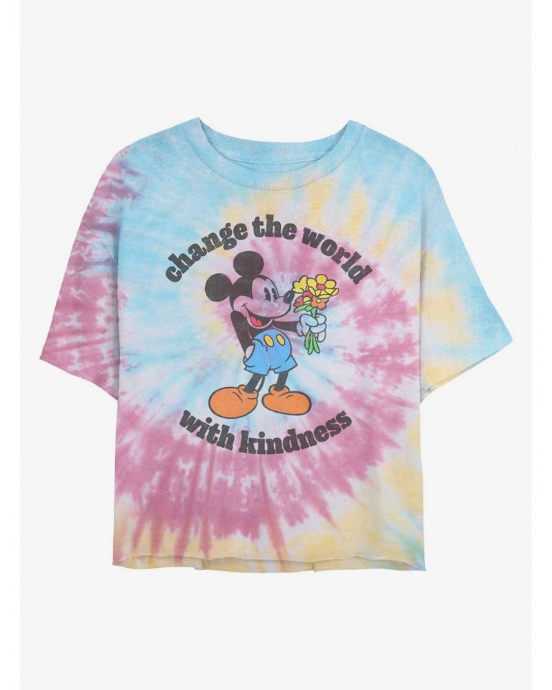 Disney Mickey Mouse Kindness Tie Dye Crop Girls T-Shirt $6.89 T-Shirts