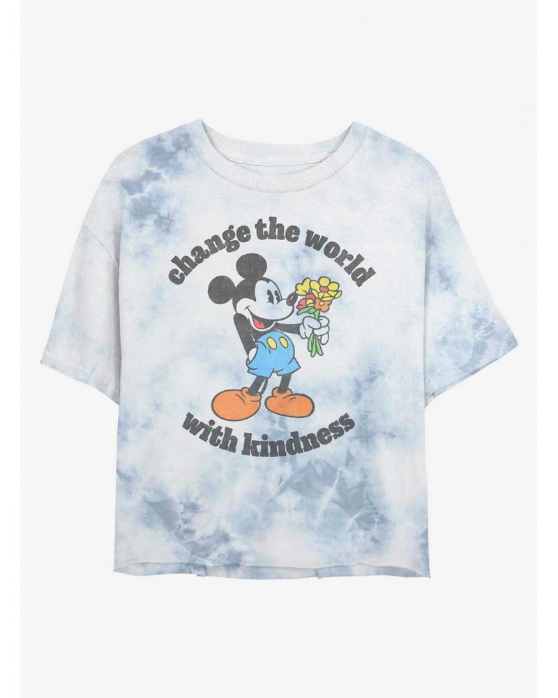 Disney Mickey Mouse Kindness Tie-Dye Girls Crop T-Shirt $10.64 T-Shirts