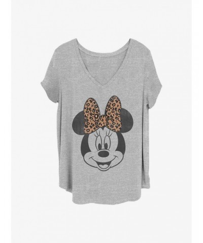 Disney Minnie Mouse Minnie Face Leopard Girls T-Shirt Plus Size $8.79 T-Shirts