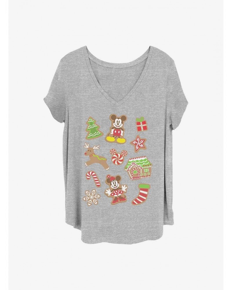 Disney Mickey Mouse Christmas Cookies Girls T-Shirt Plus Size $6.94 T-Shirts