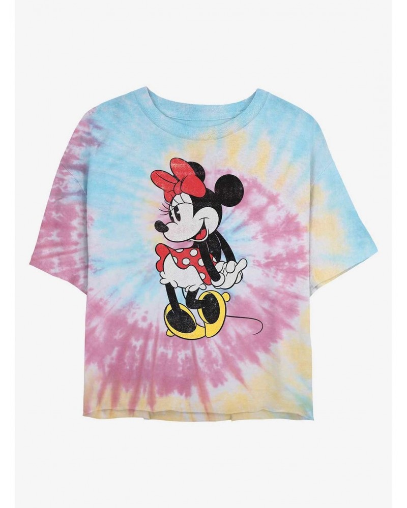 Disney Minnie Mouse Classic Minnie Tie Dye Crop Girls T-Shirt $9.47 T-Shirts