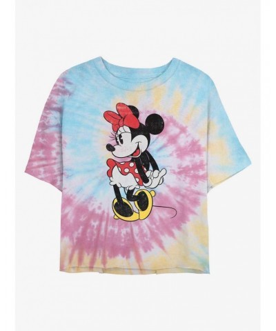 Disney Minnie Mouse Classic Minnie Tie Dye Crop Girls T-Shirt $9.47 T-Shirts