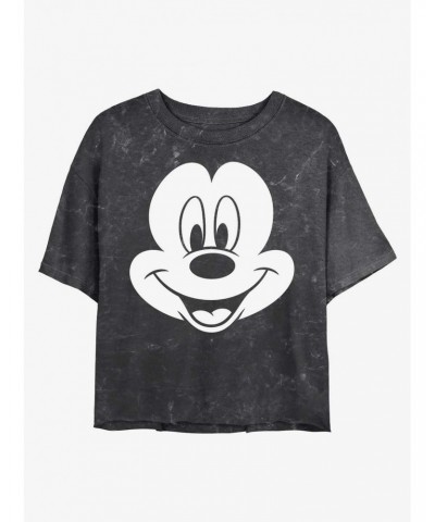 Disney Mickey Mouse Big Face Mickey Mineral Wash Crop Girls T-Shirt $7.17 T-Shirts