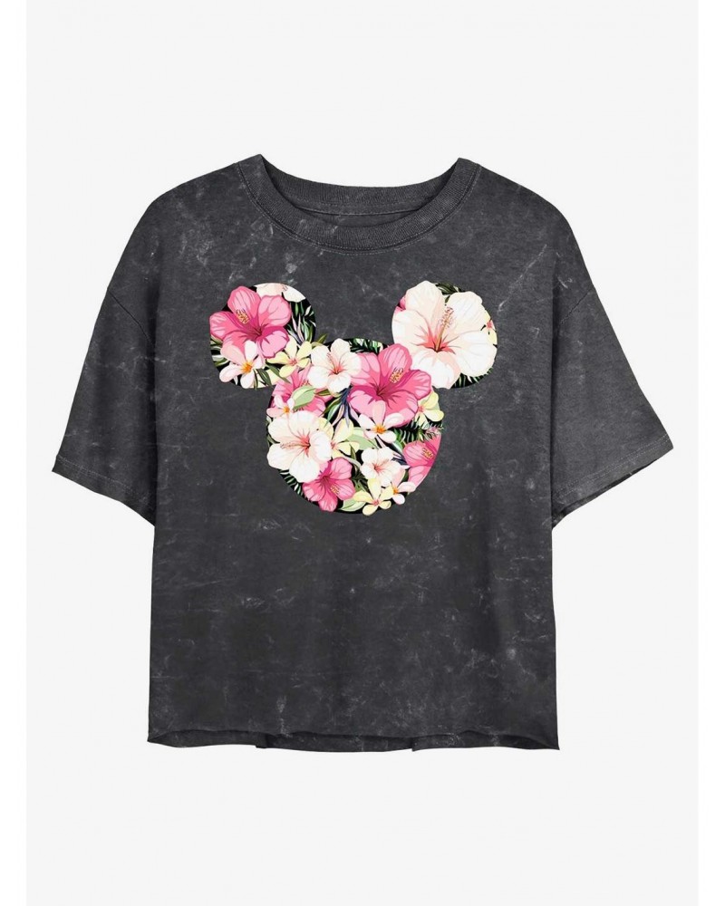 Disney Mickey Mouse Tropical Mouse Mineral Wash Crop Girls T-Shirt $11.56 T-Shirts