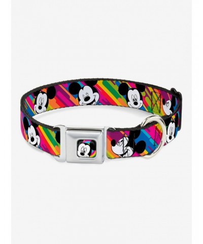 Disney Mickey Mouse Expressions Multi Color Seatbelt Buckle Dog Collar $11.95 Pet Collars