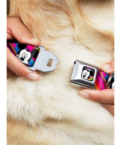 Disney Mickey Mouse Expressions Multi Color Seatbelt Buckle Dog Collar $11.95 Pet Collars