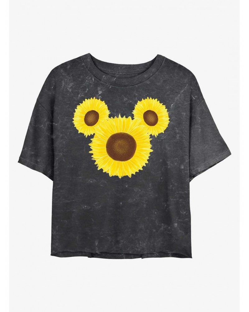 Disney Mickey Mouse Mickey Sunflower Mineral Wash Crop Girls T-Shirt $8.79 T-Shirts