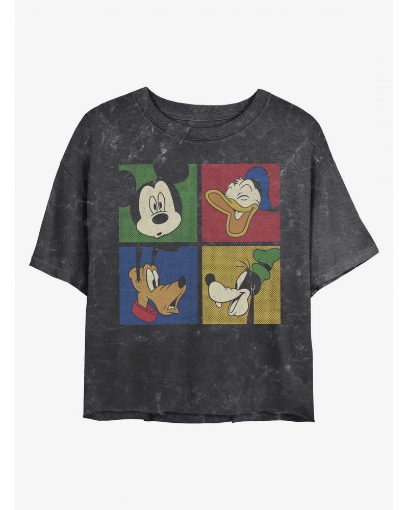 Disney Mickey Mouse Block Party Mineral Wash Crop Girls T-Shirt $7.86 T-Shirts