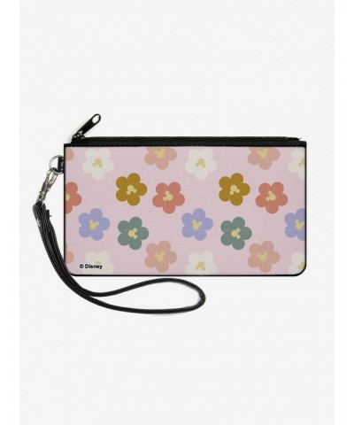 Disney Mickey Mouse Ears Icon Flowers Pastel Canvas Zip Clutch Wallet $9.20 Wallets