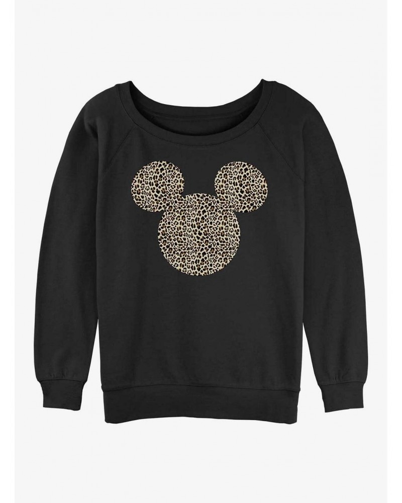 Disney Mickey Mouse Animal Print Ears Girls Slouchy Sweatshirt $10.04 Sweatshirts