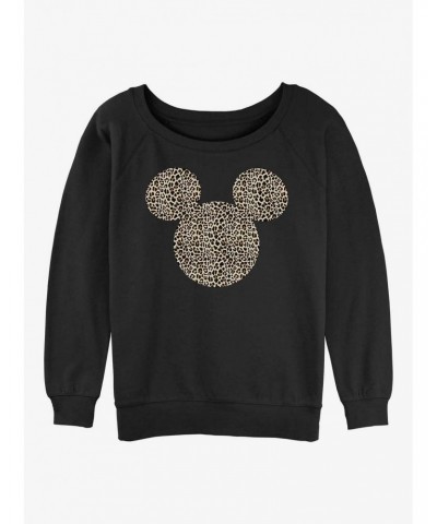 Disney Mickey Mouse Animal Print Ears Girls Slouchy Sweatshirt $10.04 Sweatshirts