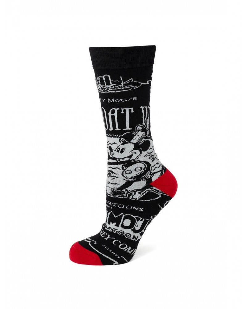 Disney100 Steamboat Willie Vintage Black Socks $9.15 Socks