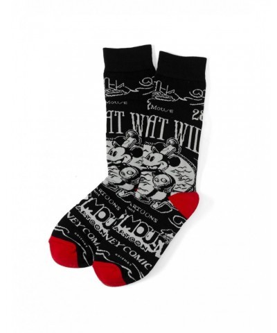 Disney100 Steamboat Willie Vintage Black Socks $9.15 Socks