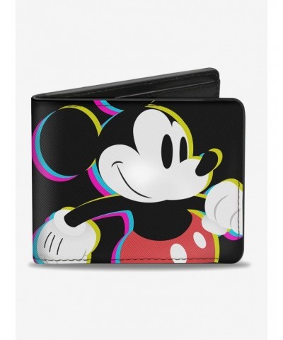 Disney Mickey Mouse Walking Pose Pixel Text Bi-Fold Wallet $7.75 Wallets