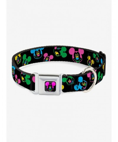 Disney Mickey Mouse Expressions Scattered Seatbelt Buckle Dog Collar $12.45 Pet Collars