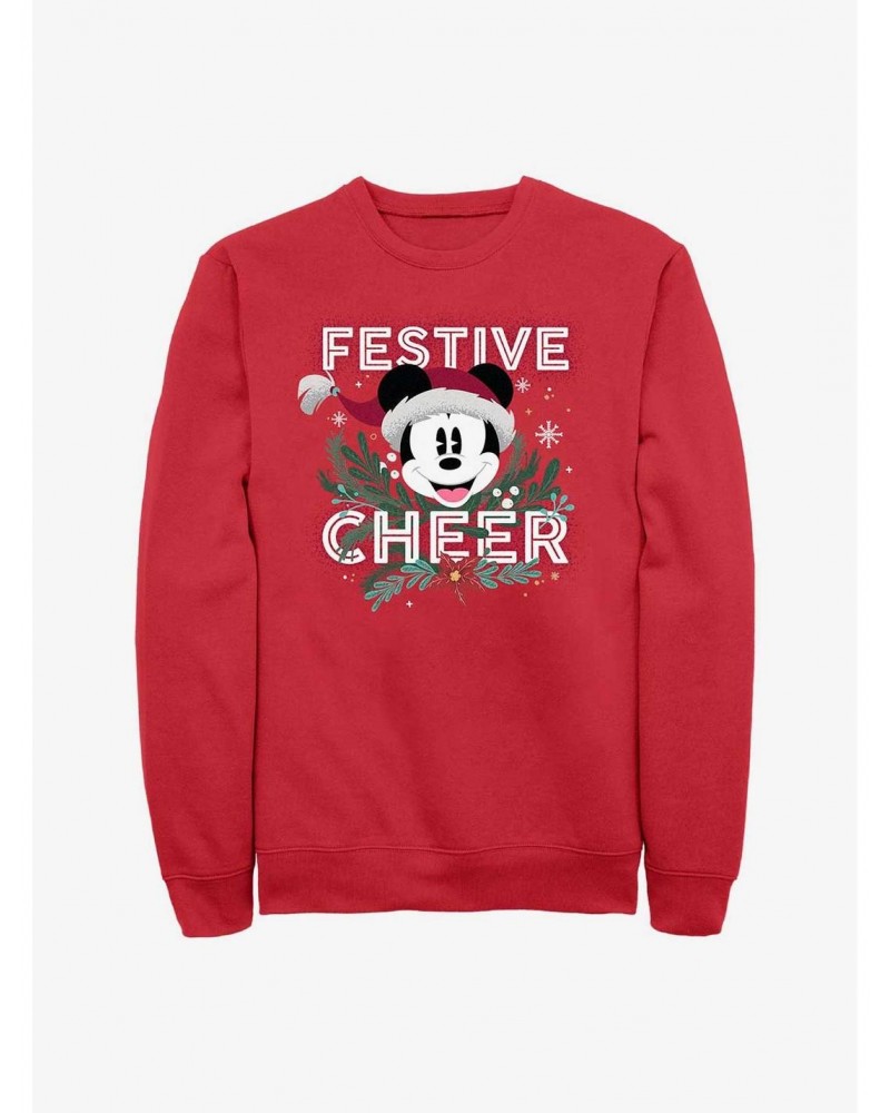 Disney Mickey Mouse Festive Cheer Crew Sweatshirt $12.69 Sweatshirts