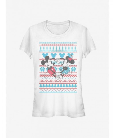 Disney Mickey Mouse And Minnie Mouse Holiday Sweater Classic Girls T-Shirt $9.76 T-Shirts