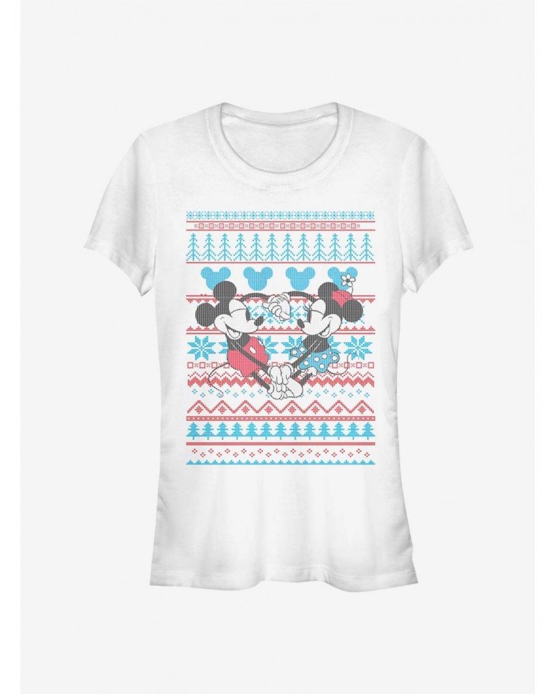 Disney Mickey Mouse And Minnie Mouse Holiday Sweater Classic Girls T-Shirt $9.76 T-Shirts