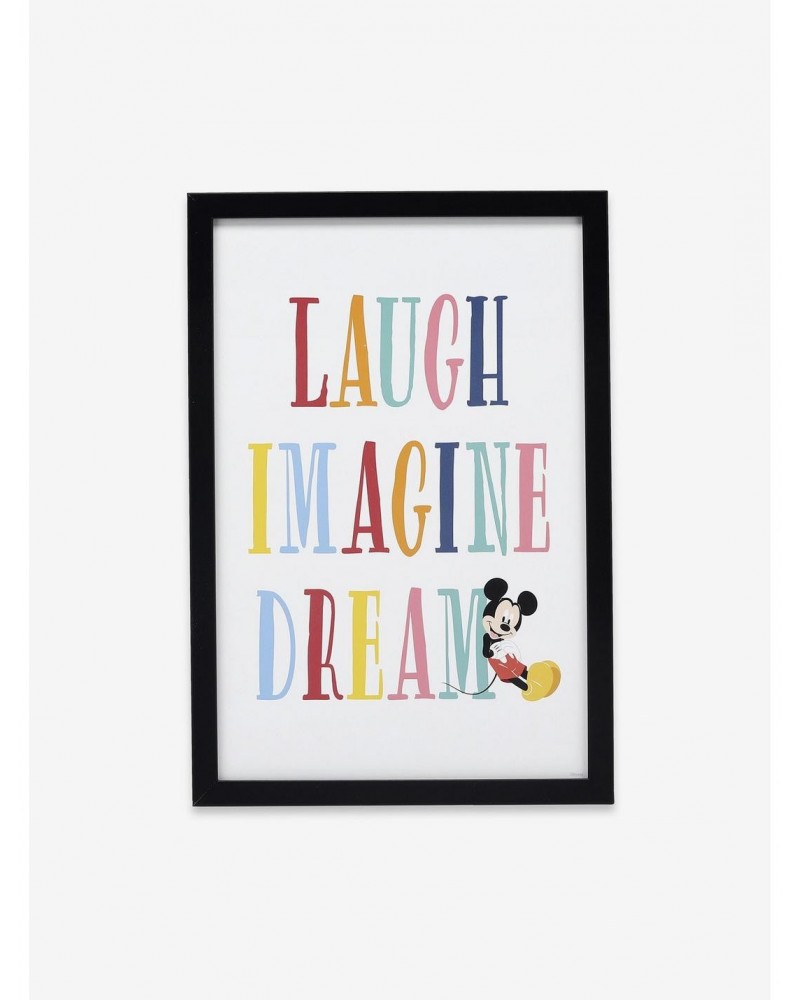 Disney Mickey Mouse Colorful Laugh Imagine Dream Framed Wood Wall Decor $16.75 Décor