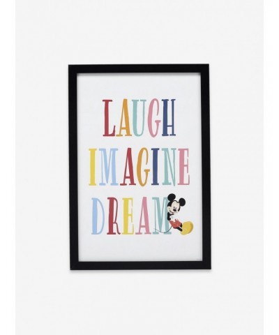 Disney Mickey Mouse Colorful Laugh Imagine Dream Framed Wood Wall Decor $16.75 Décor