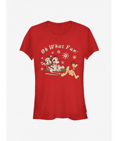 Disney Mickey Mouse And Minnie Mouse Holiday Oh What Fun! Classic Girls T-Shirt $8.37 T-Shirts