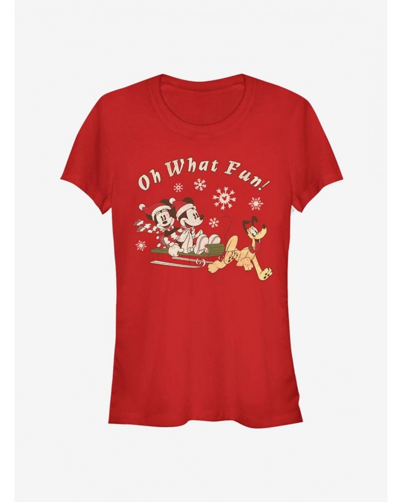 Disney Mickey Mouse And Minnie Mouse Holiday Oh What Fun! Classic Girls T-Shirt $8.37 T-Shirts