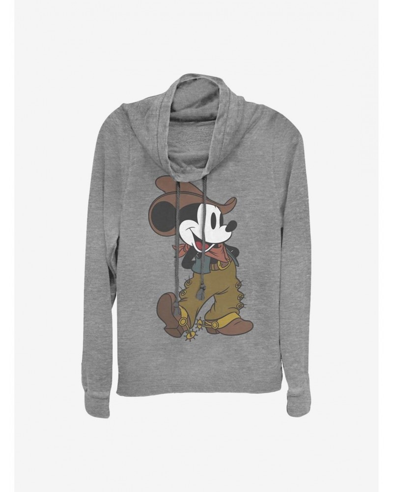 Disney Mickey Mouse Cowboy Mickey Cowlneck Long-Sleeve Girls Top $15.45 Tops