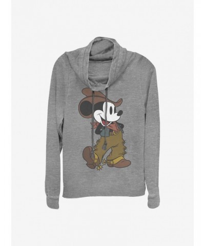 Disney Mickey Mouse Cowboy Mickey Cowlneck Long-Sleeve Girls Top $15.45 Tops