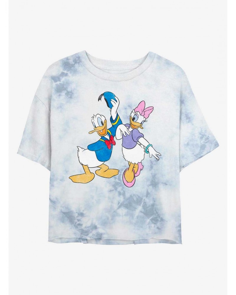 Disney Mickey Mouse Big Donald & Daisy Tie-Dye Girls Crop T-Shirt $9.02 T-Shirts