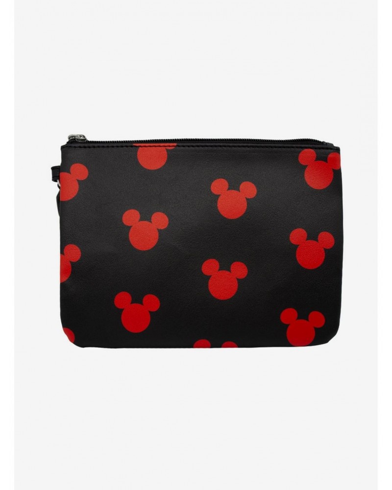 Disney Mickey Mouse Head Monogram Black Red Single Pocket Wristlet Wallet $6.48 Wallets