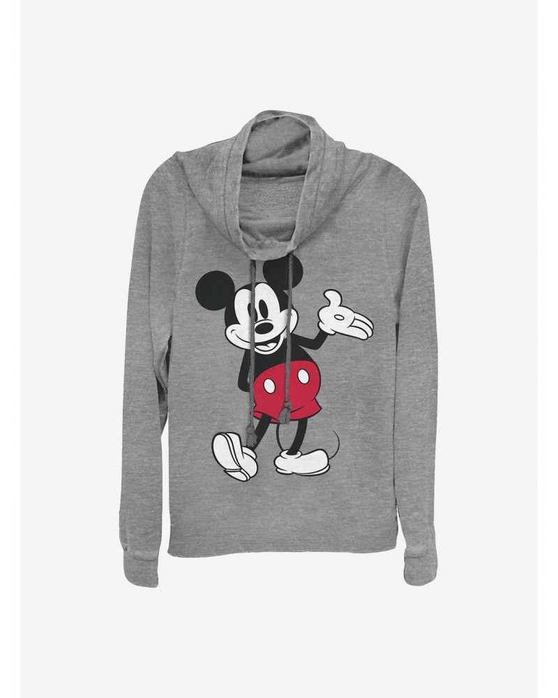 Disney Mickey Mouse World Famous Mouse Cowlneck Long-Sleeve Girls Top $17.96 Tops