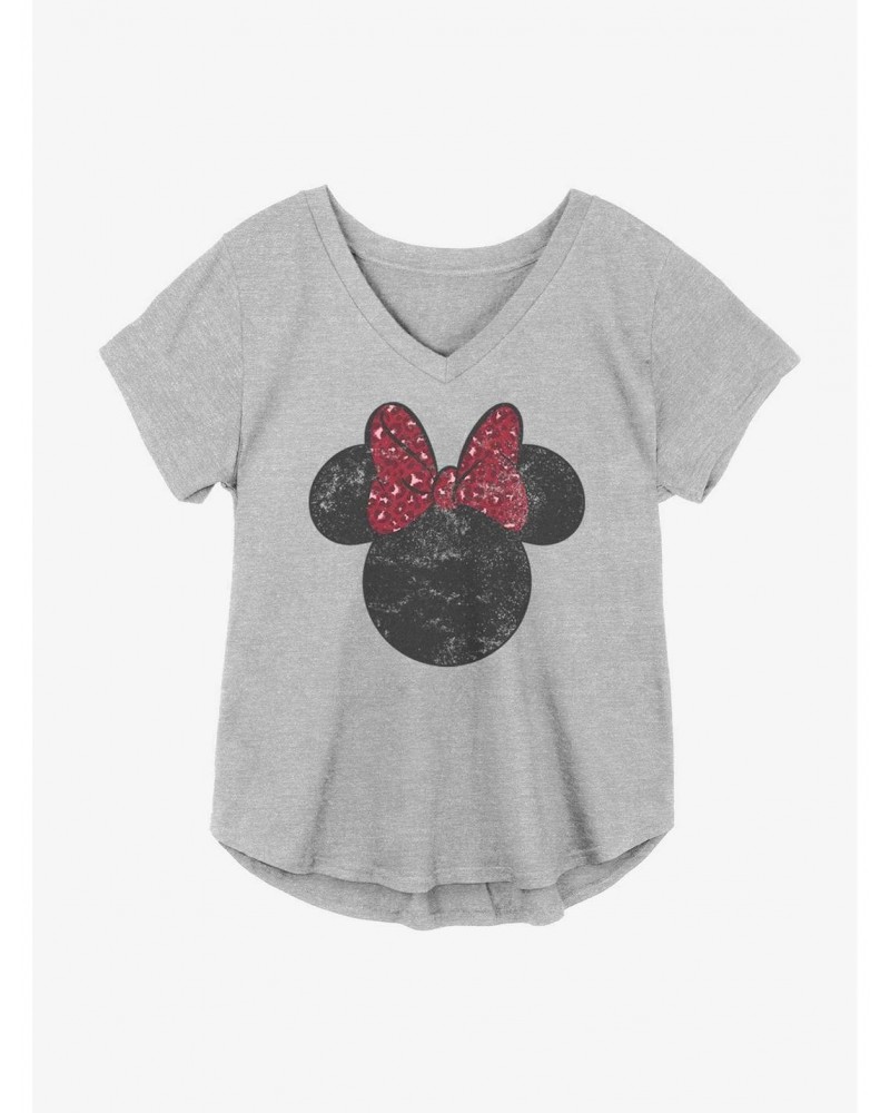 Disney Minnie Mouse Worn Red Leopard Bow Girls Plus Size T-Shirt $9.02 T-Shirts