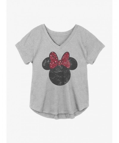 Disney Minnie Mouse Worn Red Leopard Bow Girls Plus Size T-Shirt $9.02 T-Shirts