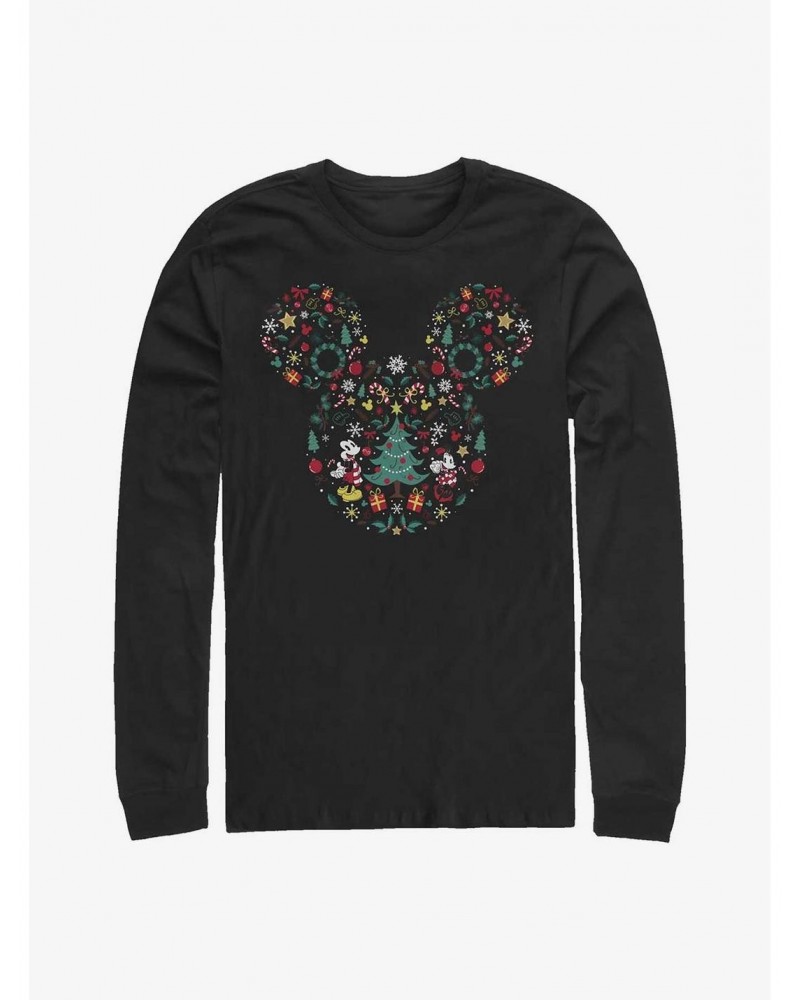 Disney Mickey Mouse Holiday Icon Ear Fill Long-Sleeve T-Shirt $9.48 T-Shirts