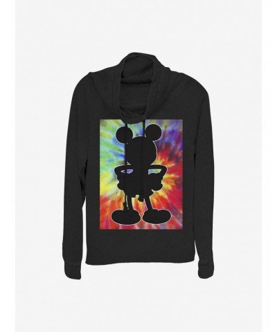 Disney Mickey Mouse Tie-Dye Mickey Cowlneck Long-Sleeve Girls Top $12.93 Tops