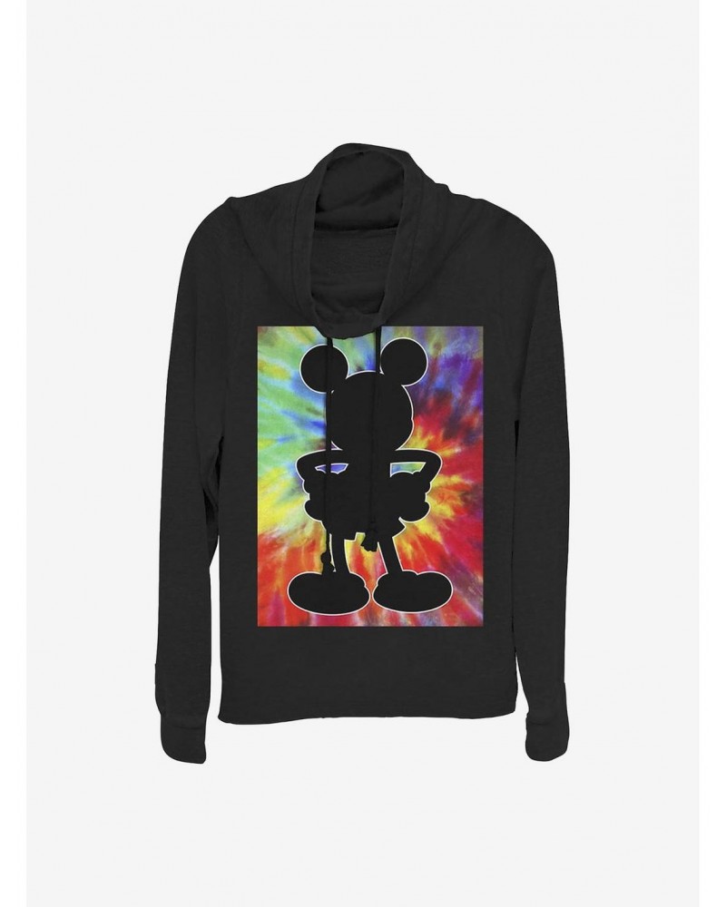 Disney Mickey Mouse Tie-Dye Mickey Cowlneck Long-Sleeve Girls Top $12.93 Tops