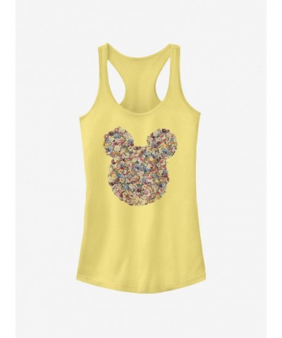 Disney Mickey Mouse Floral Mickey Head Girls Tank $5.98 Tanks