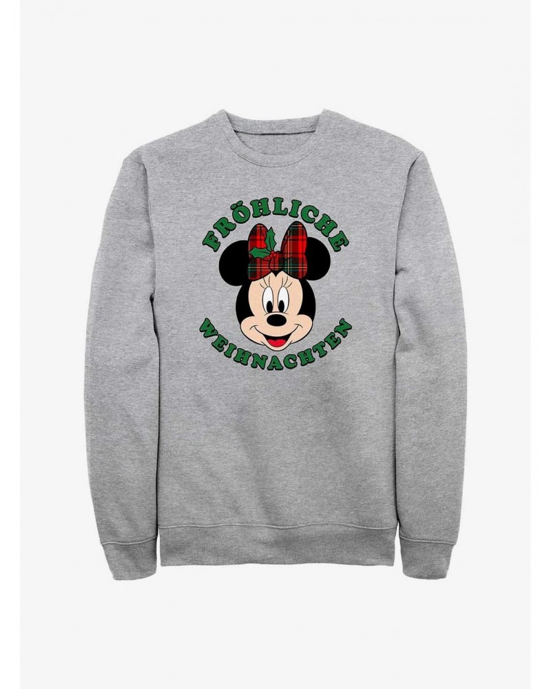 Disney Minnie Mouse Frohliche Weihnachten Merry Christmas in German Sweatshirt $14.46 Sweatshirts