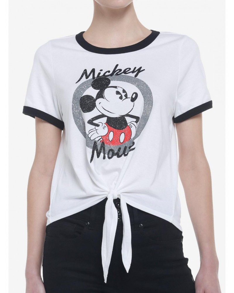 Disney Mickey Mouse Tie-Front Girls Ringer T-Shirt $9.25 T-Shirts