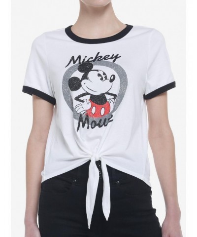 Disney Mickey Mouse Tie-Front Girls Ringer T-Shirt $9.25 T-Shirts