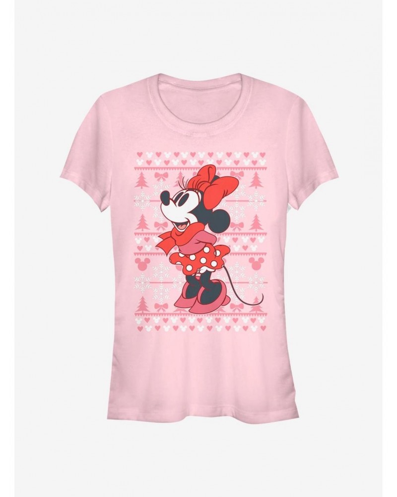 Disney Minnie Mouse Vintage Holiday Sweater Classic Girls T-Shirt $7.97 T-Shirts