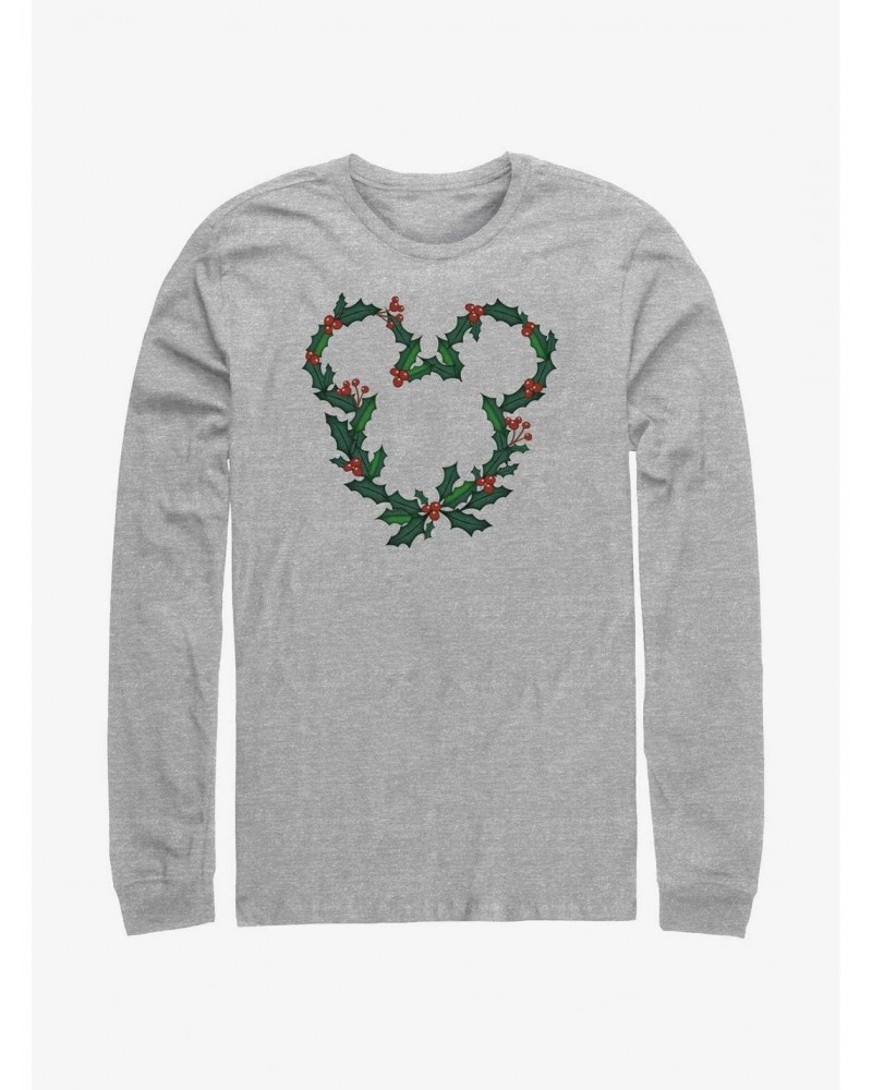 Disney Mickey Mouse Mistletoe Wreath Ears Long-Sleeve T-Shirt $9.48 T-Shirts