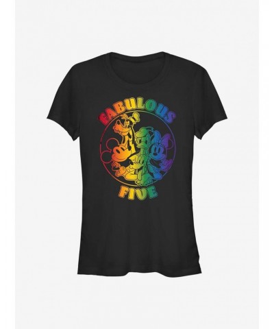 Disney Mickey Mouse Fabulous Five Rainbow T-Shirt $7.17 T-Shirts