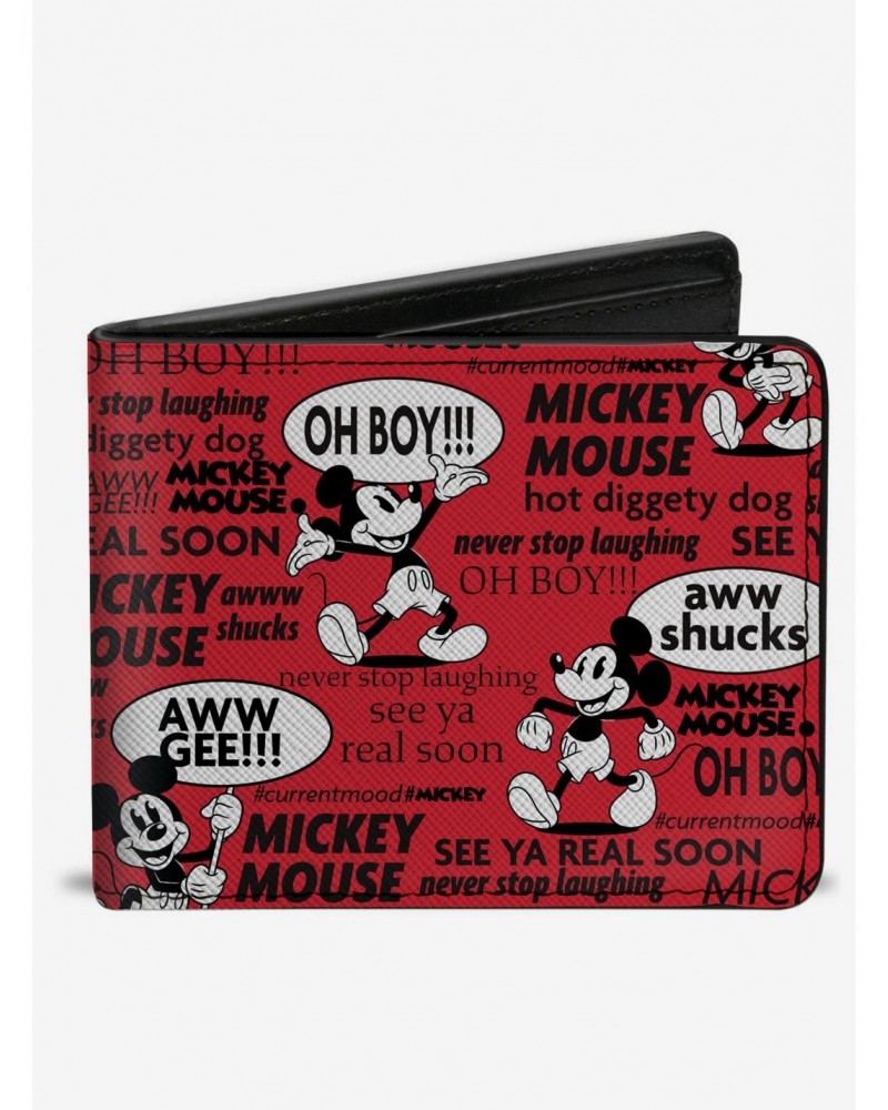 Disney Mickey Mouse Poses and Quotes Collage Bifold Wallet $8.10 Wallets