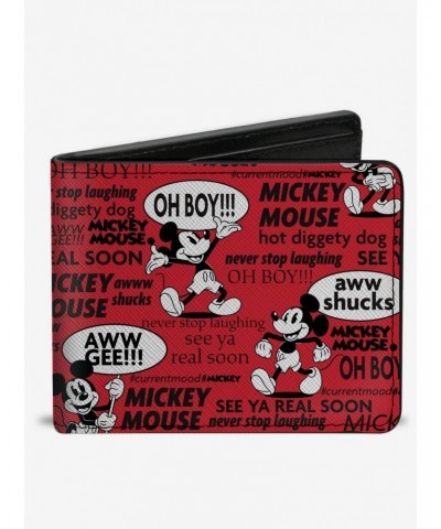 Disney Mickey Mouse Poses and Quotes Collage Bifold Wallet $8.10 Wallets