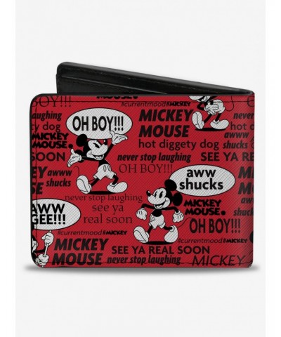 Disney Mickey Mouse Poses and Quotes Collage Bifold Wallet $8.10 Wallets