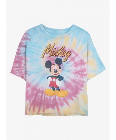 Disney Mickey Mouse Mickey Pose Tie Dye Crop Girls T-Shirt $7.75 T-Shirts